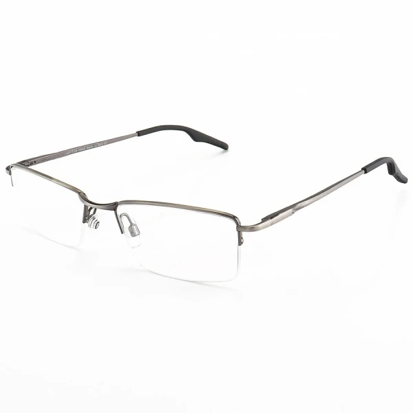 Armação de Óculos Retangular Meio Aro Wingback Grafite