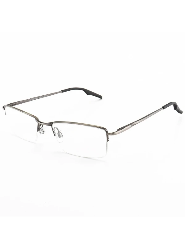 Armação de Óculos Retangular Meio Aro Wingback Grafite