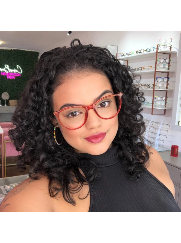 Armação de Óculos Redonda C9106 Coral Transparente