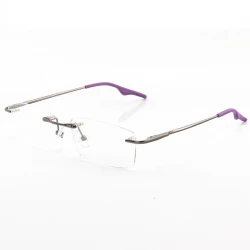 Armação de Óculos Retangular Flutuante Sem Aro Wingback Roxo