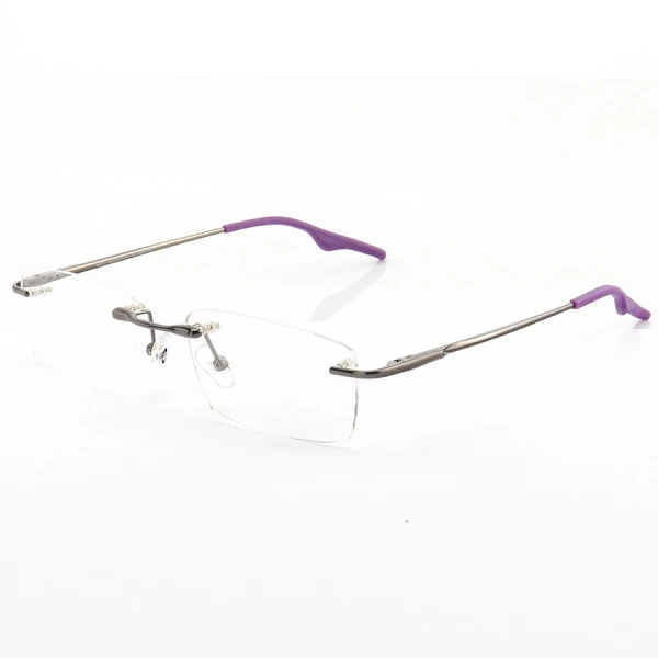 Armação de Óculos Retangular Flutuante Sem Aro Wingback Roxo