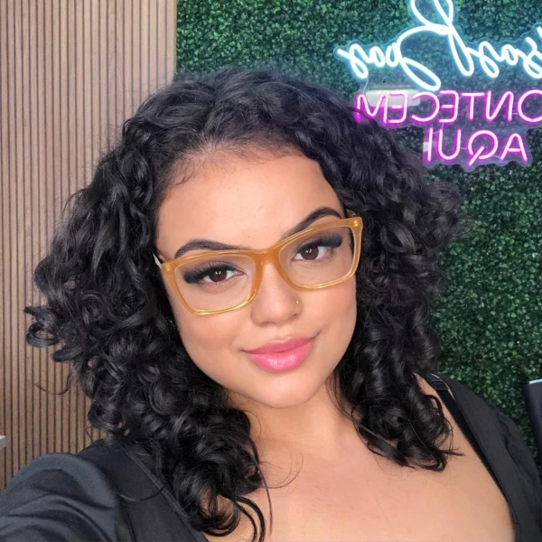 Armação de Óculos Quadrado MY6086 Acetato Laranja e Marrom