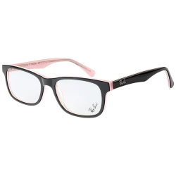 Armação de Óculos Retangular RB2210 Infantil Preto e Rosa	