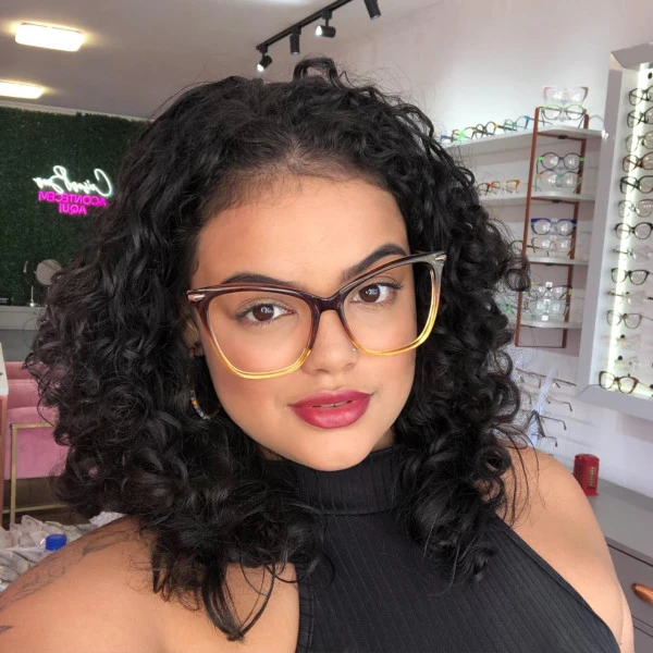 Armação de Óculos Gatinho Dt545 Marrom Degrade