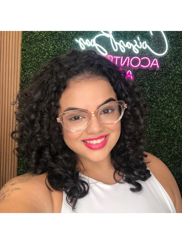 Armação de Óculos Oval LQ6013 Creme Translúcido