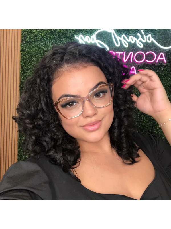 Armação de Óculos Quadrada LQ6005 Marrom Degrade