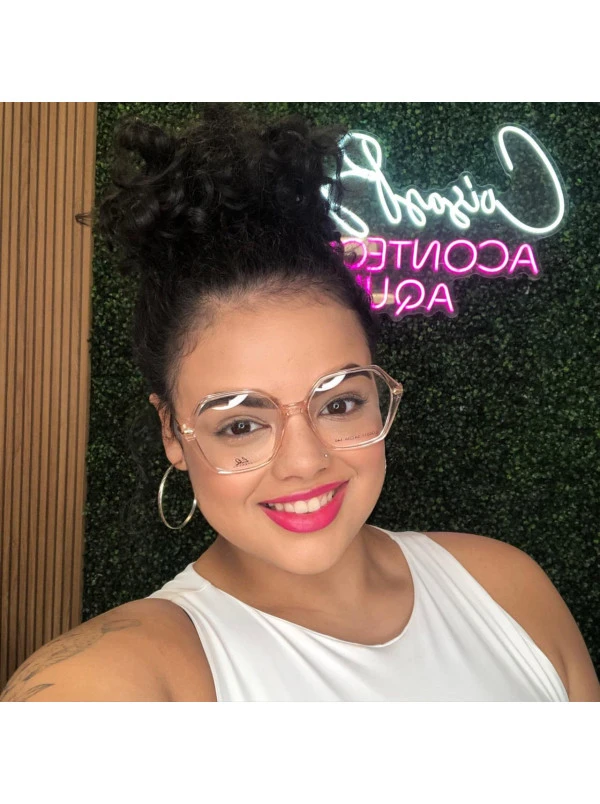 Armação de Óculos Quadrado LQ6011 Creme Translúcido