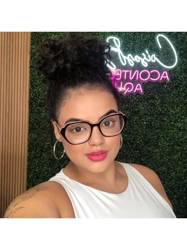 Armação de Óculos Quadrado LQ6012 Preto e Rosa