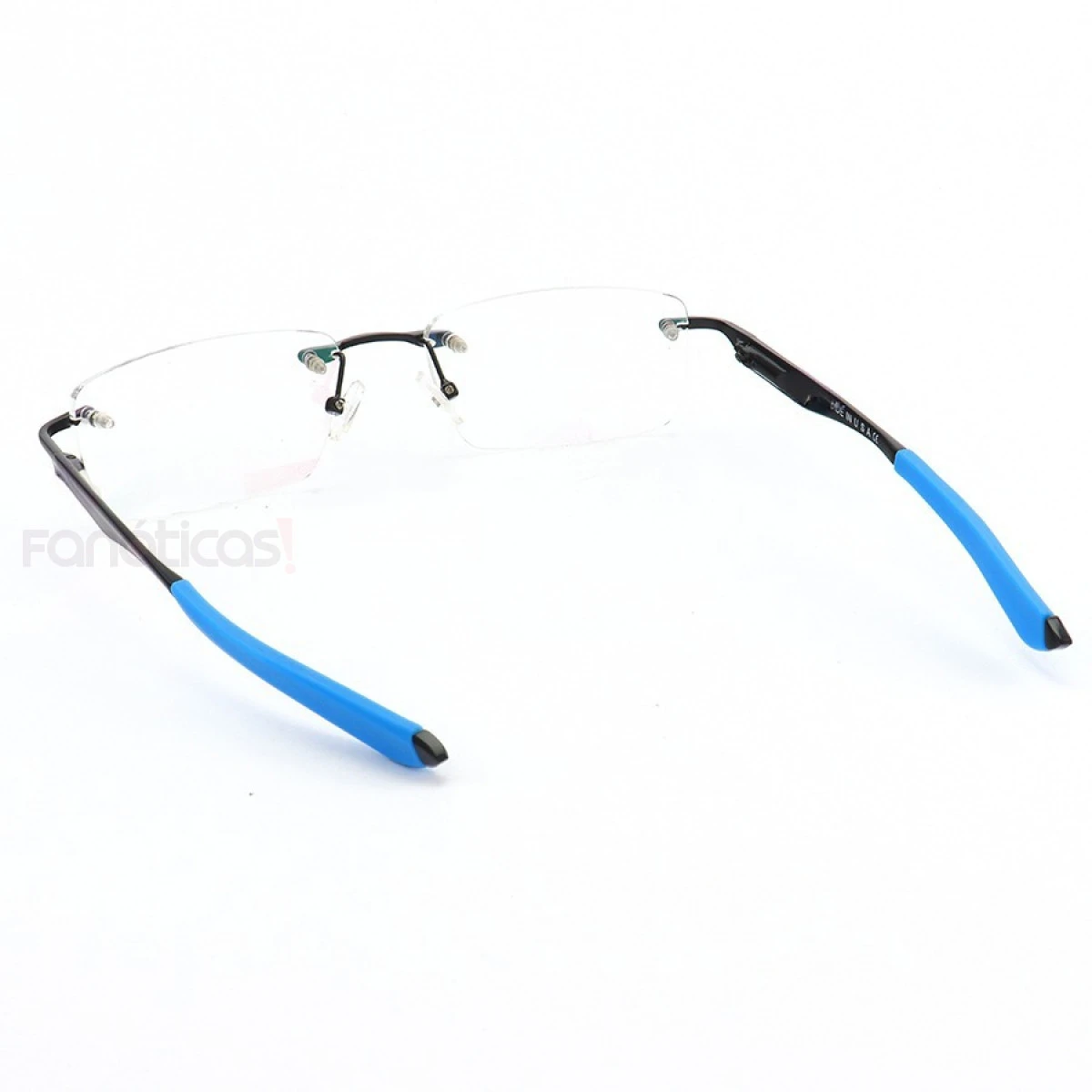 Armação de Óculos Flutuante Sem Aro Wingfold Preto e Azul Claro