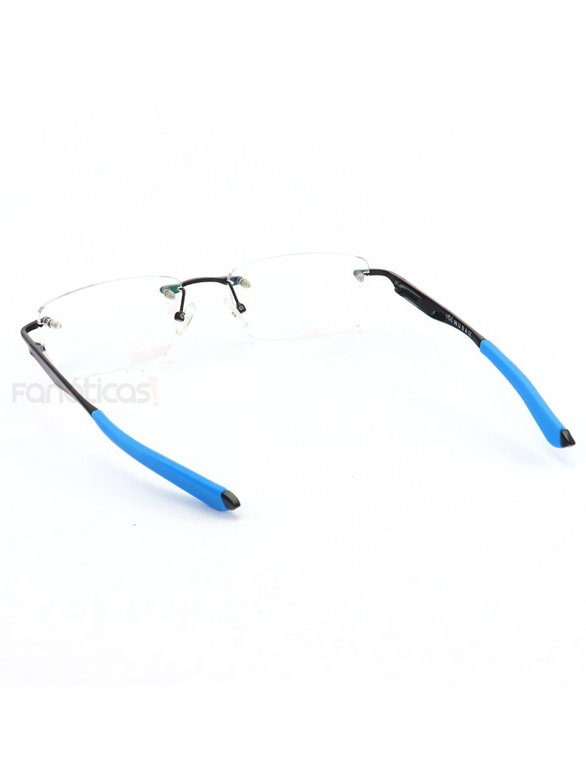 Armação de Óculos Flutuante Sem Aro Wingfold Preto e Azul Claro
