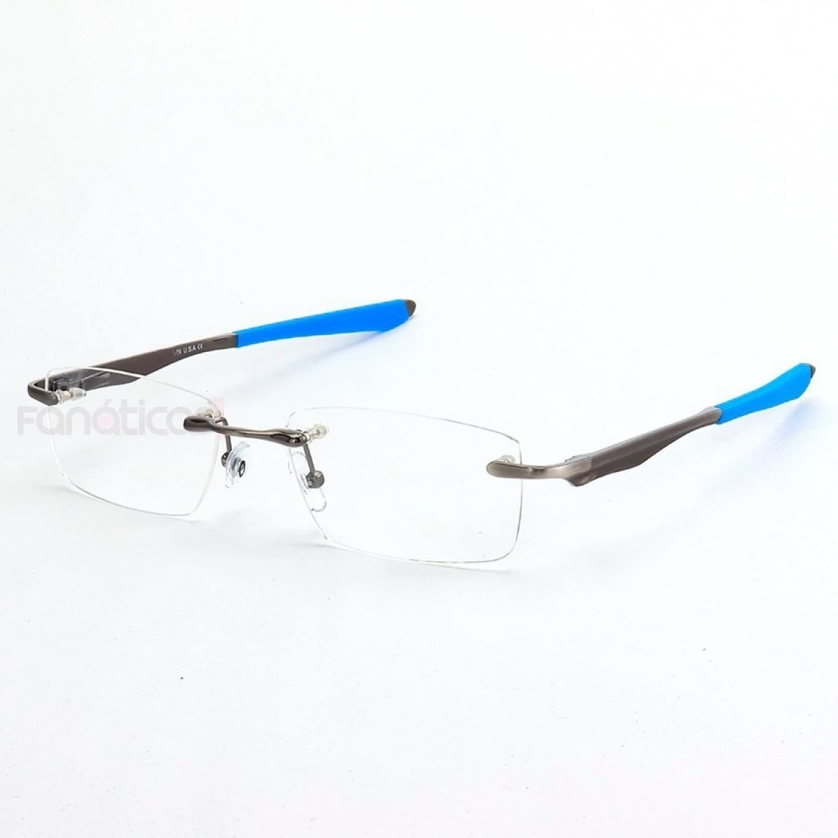 Armação de Óculos Flutuante Sem Aro Wingfold Grafite Azul Claro