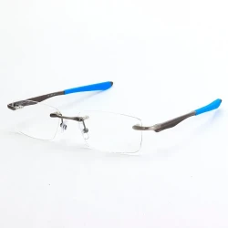 Armação de Óculos Flutuante Sem Aro Wingfold Grafite Azul Claro