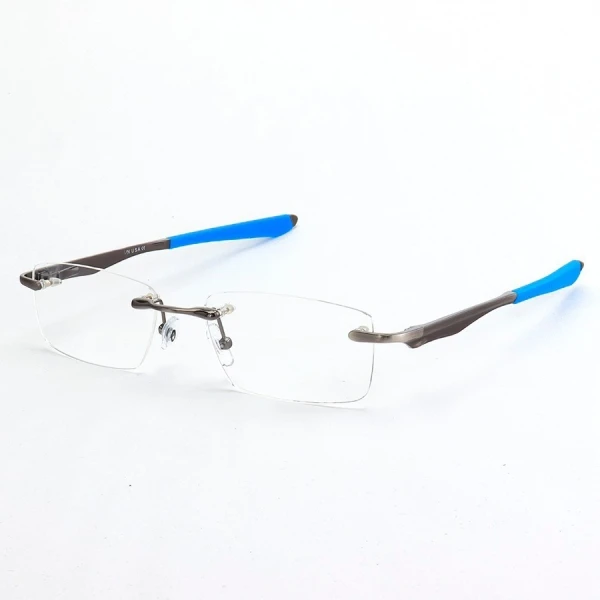 Armação de Óculos Flutuante Sem Aro Wingfold Grafite Azul Claro