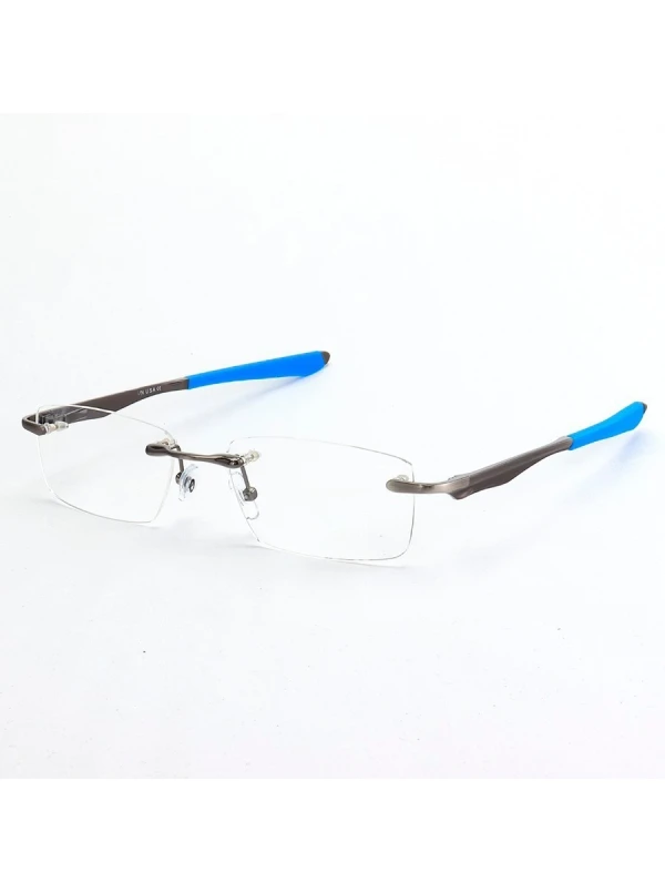 Armação de Óculos Flutuante Sem Aro Wingfold Grafite Azul Claro