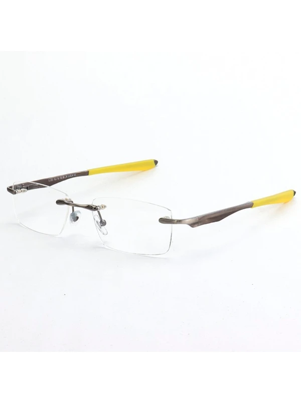 Armação de Óculos Flutuante Sem Aro Wingfold Grafite e Amarelo