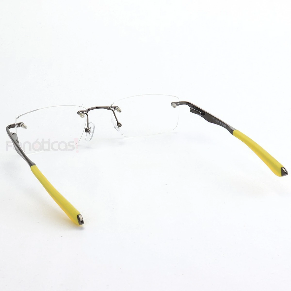 Armação de Óculos Flutuante Sem Aro Wingfold Grafite e Amarelo