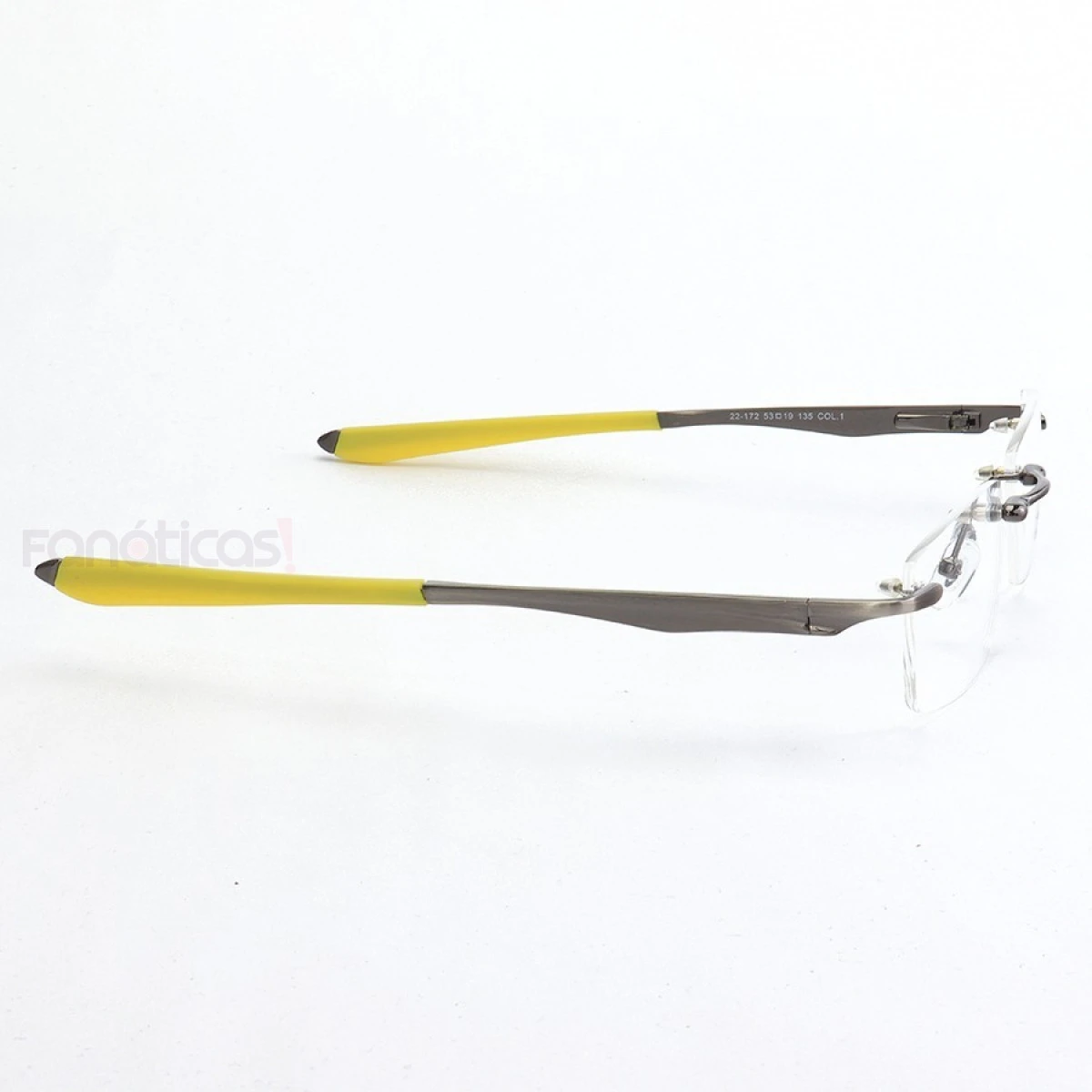 Armação de Óculos Flutuante Sem Aro Wingfold Grafite e Amarelo