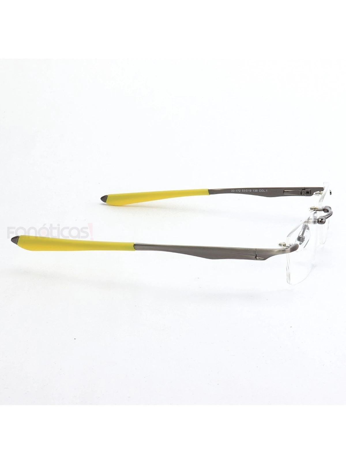 Armação de Óculos Flutuante Sem Aro Wingfold Grafite e Amarelo