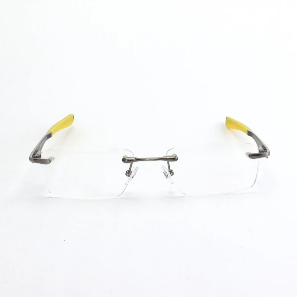 Armação de Óculos Flutuante Sem Aro Wingfold Grafite e Amarelo