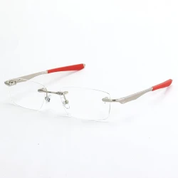 Armação de Óculos Flutuante Sem Aro Wingfold Prata e Vermelho