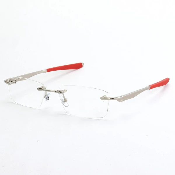 Armação de Óculos Flutuante Sem Aro Wingfold Prata e Vermelho