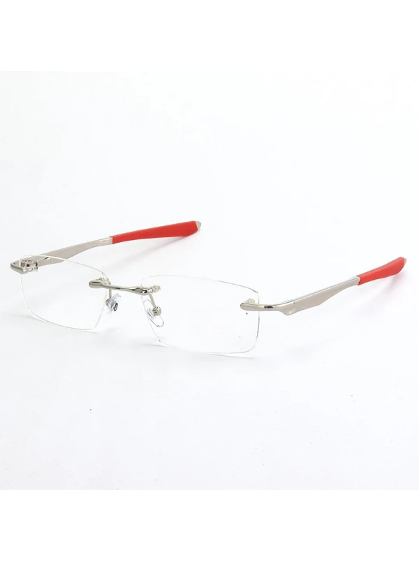Armação de Óculos Flutuante Sem Aro Wingfold Prata e Vermelho