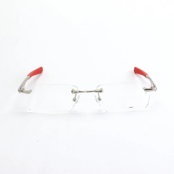 Armação de Óculos Flutuante Sem Aro Wingfold Prata e Vermelho