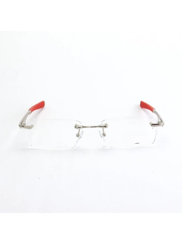 Armação de Óculos Flutuante Sem Aro Wingfold Prata e Vermelho