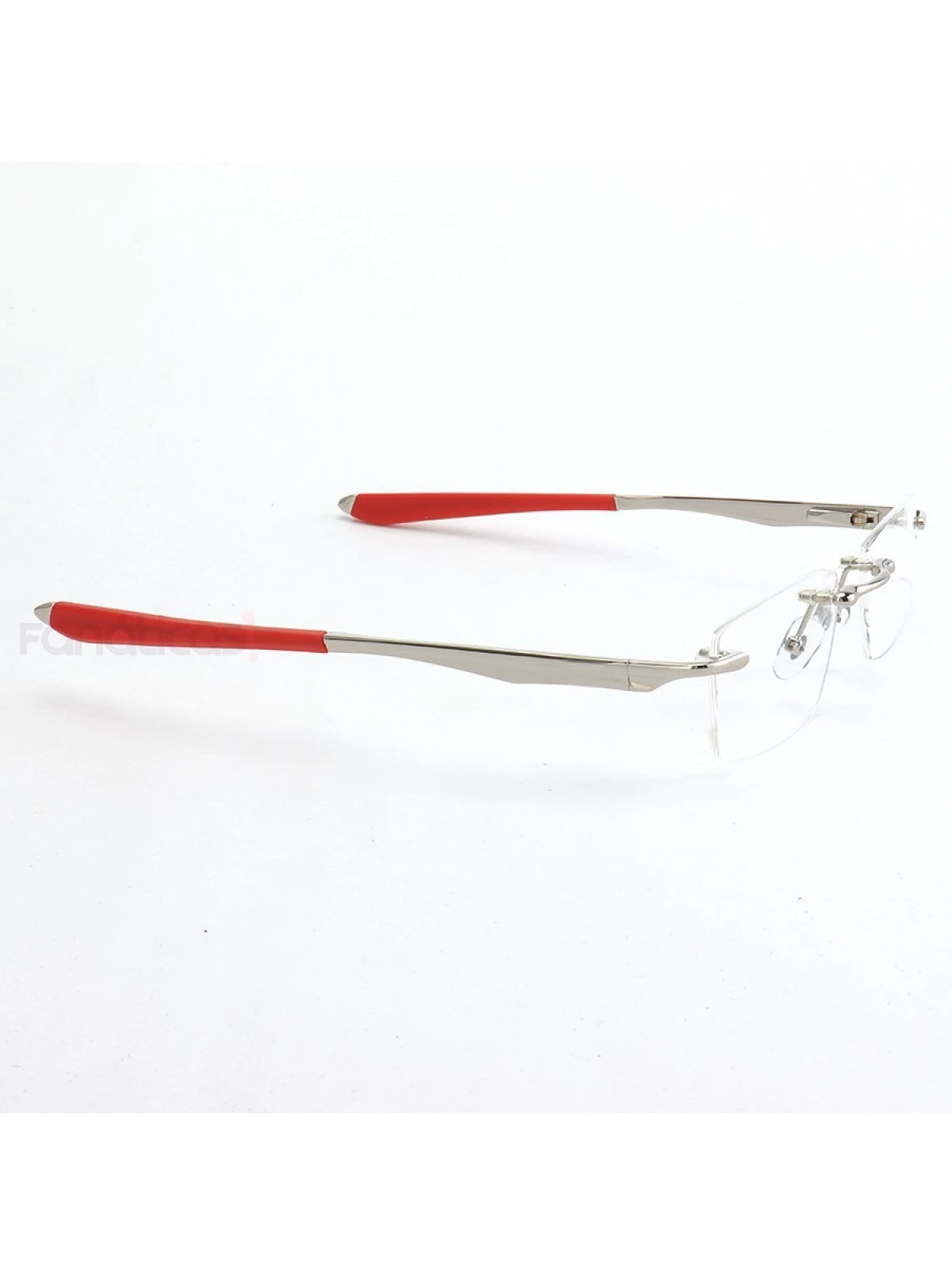 Armação de Óculos Flutuante Sem Aro Wingfold Prata e Vermelho