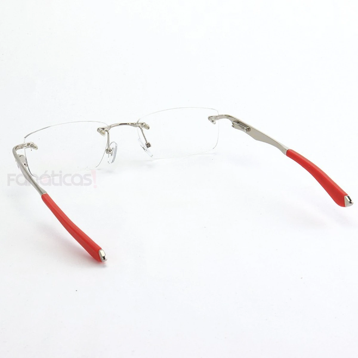 Armação de Óculos Flutuante Sem Aro Wingfold Prata e Vermelho