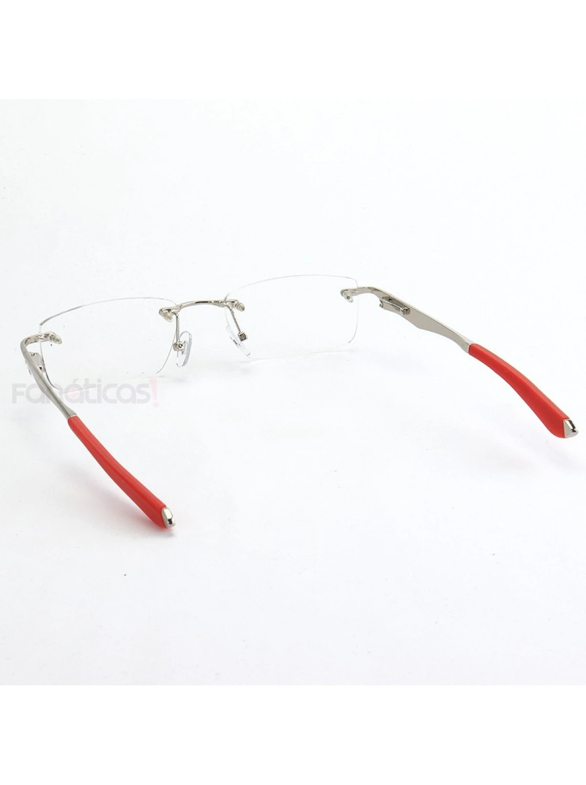 Armação de Óculos Flutuante Sem Aro Wingfold Prata e Vermelho
