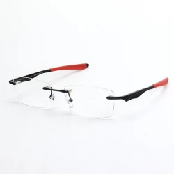 Armação de Óculos Flutuante Sem Aro Wingfold Preto e Vermelho