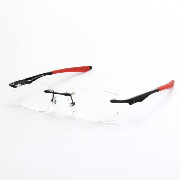 Armação de Óculos Flutuante Sem Aro Wingfold Preto e Vermelho