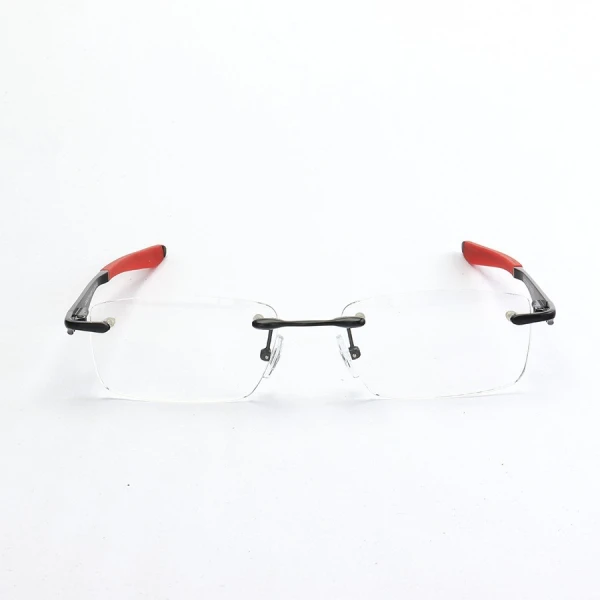 Armação de Óculos Flutuante Sem Aro Wingfold Preto e Vermelho