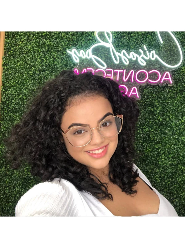 Armação de Óculos Gatinho LQ95777 Dourado e Marrom