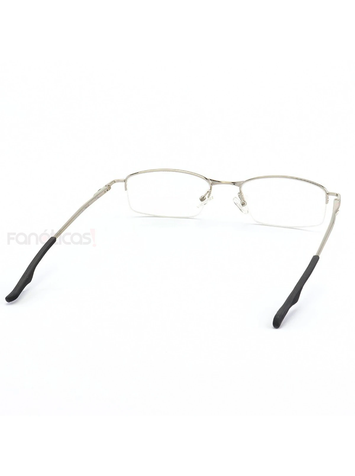Armação de Óculos Retangular Meio Aro Wingback Prata