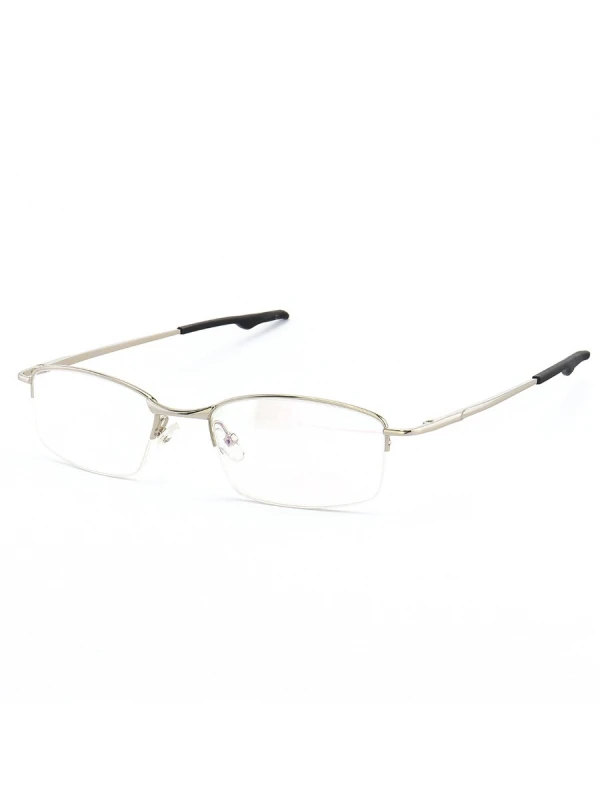 Armação de Óculos Retangular Meio Aro Wingback Prata