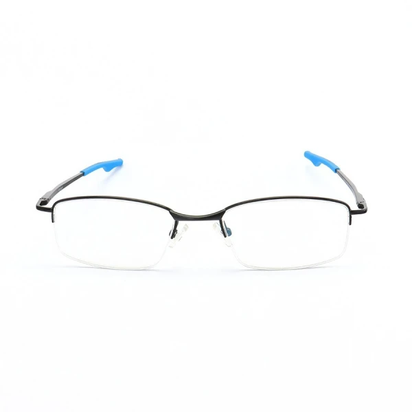 Armação de Óculos Retangular Meio Aro Wingback Preto e Azul