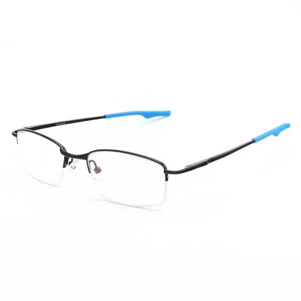 Armação de Óculos Retangular Meio Aro Wingback Preto e Azul
