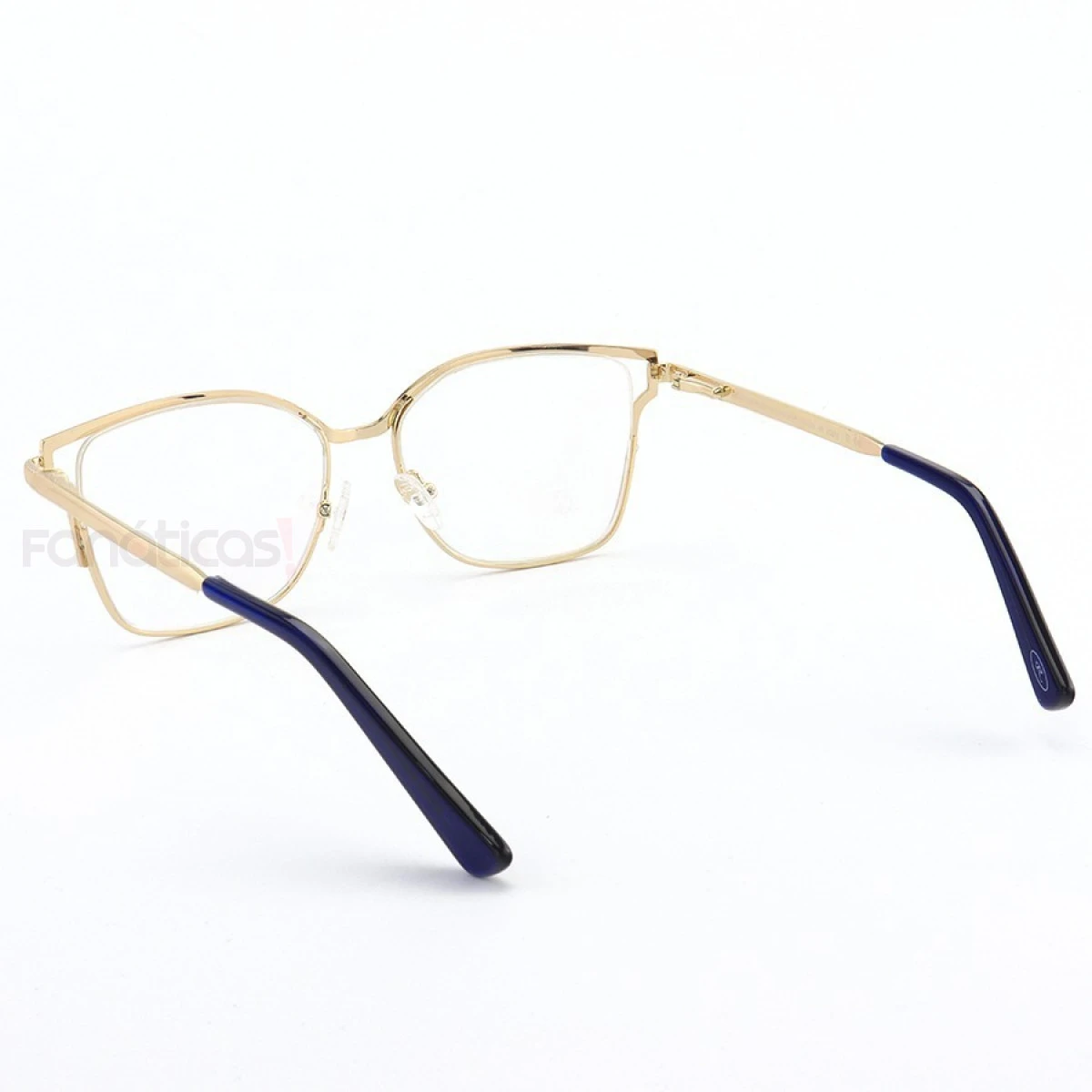 Armação de Óculos Quadrada PD54 Dourado e Azul