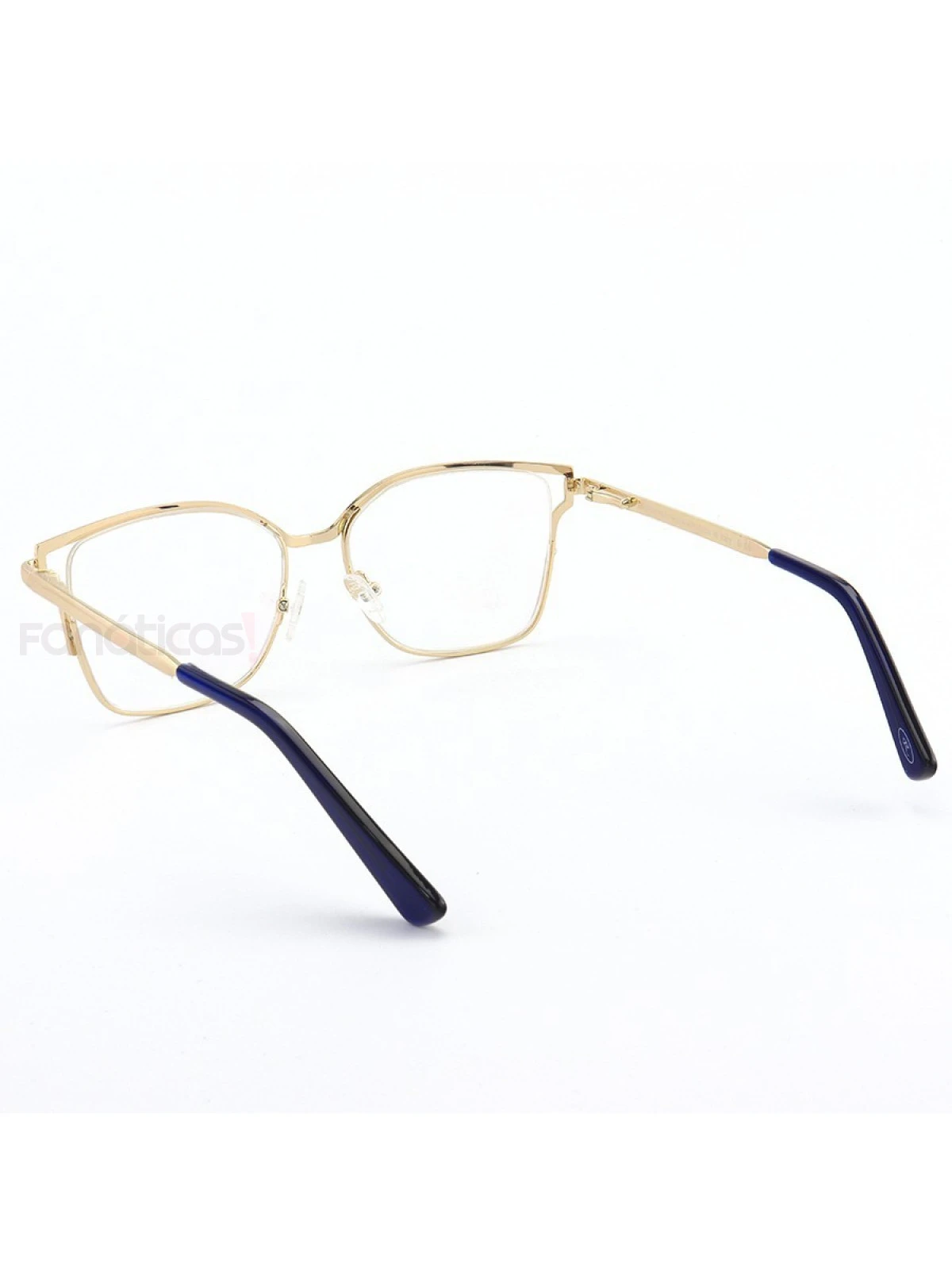 Armação de Óculos Quadrada PD54 Dourado e Azul