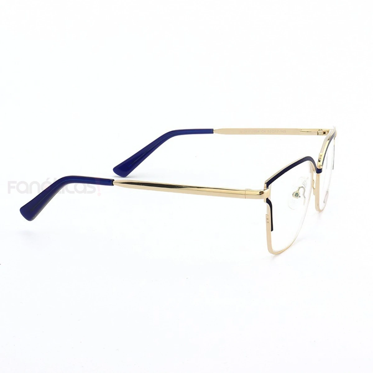 Armação de Óculos Quadrada PD54 Dourado e Azul