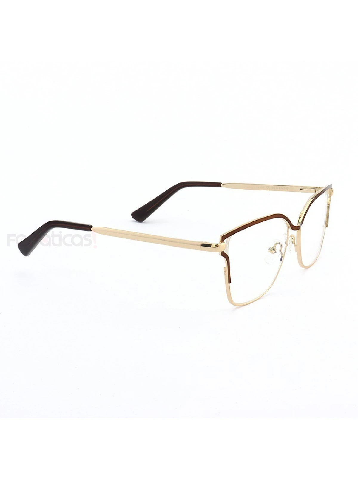 Armação de Óculos Quadrada PD54 Dourado e Marrom