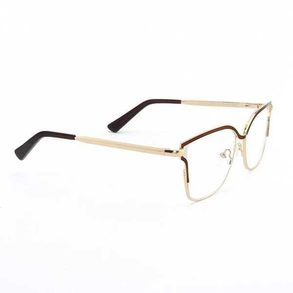 Armação de Óculos Quadrada PD54 Dourado e Marrom