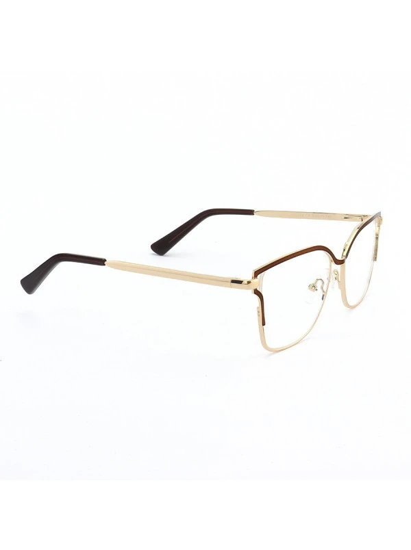 Armação de Óculos Quadrada PD54 Dourado e Marrom