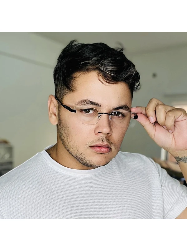 Armação de Óculos Flutuante Sem Aro O1267 Preto