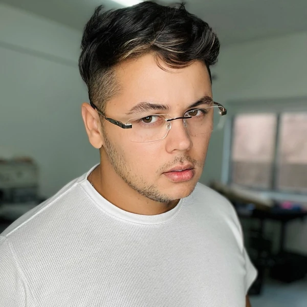 Armação de Óculos Flutuante Sem Aro O1267 Prata