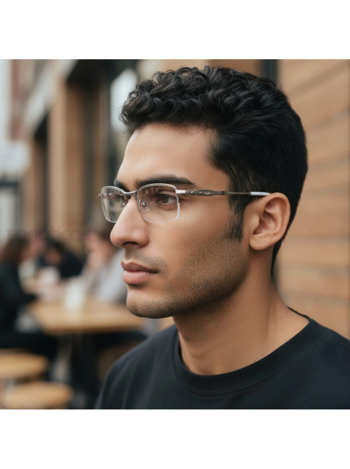 Armação de Óculos Meio Aro Evade OX3208 Prata e Branco