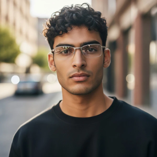 Armação de Óculos Meio Aro Evade OX3208 Prata e Branco