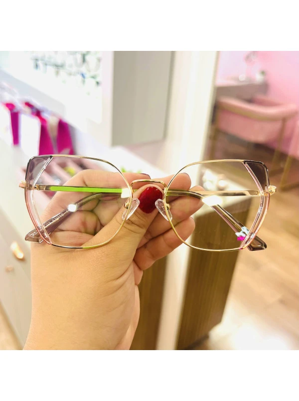 Armação de Óculos Quadrado 95382 Chumbo e Rosa